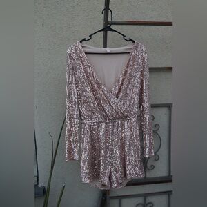 Rose gold Sequin Romper Size S